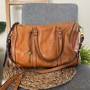 Fossil | Brown Leather Mini Satchel Handled Shoulder Strap Bag